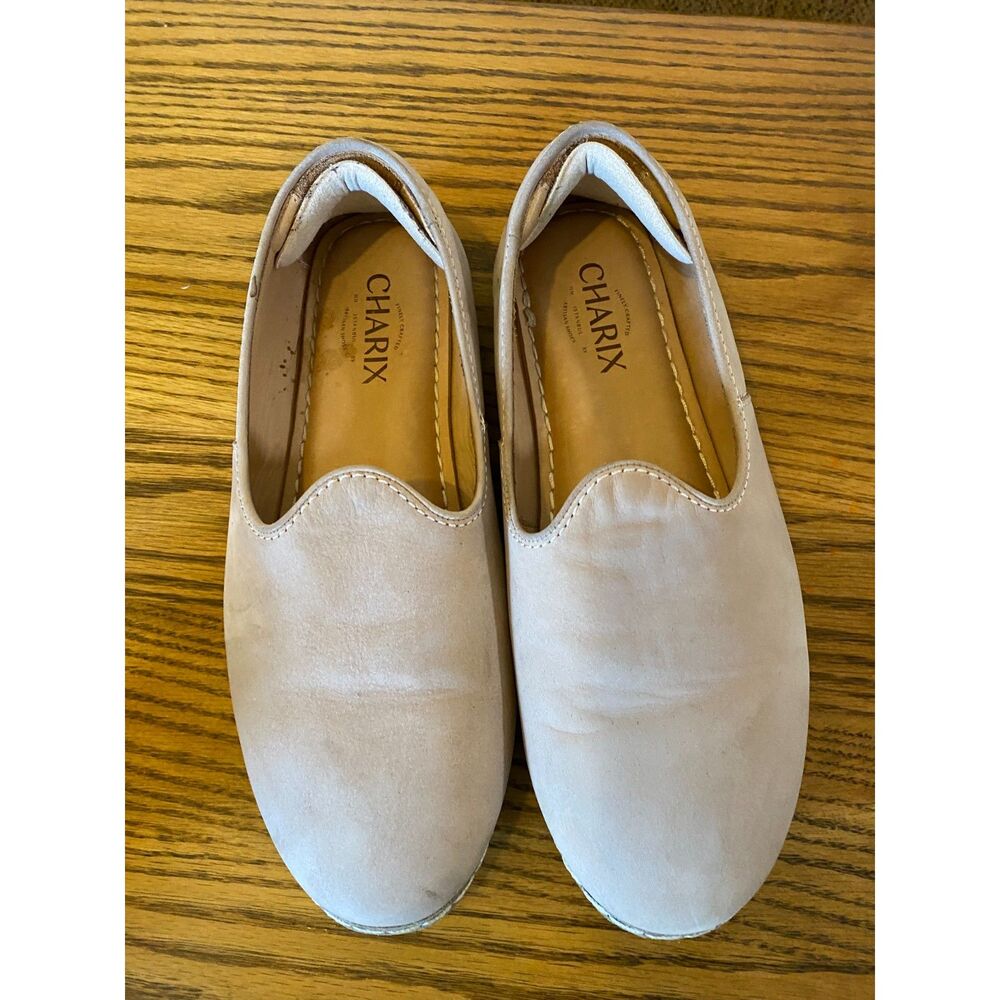 Charix Artisan Leather Slip-On Loafers Minimalist Comfort Flats Taupe sz 40